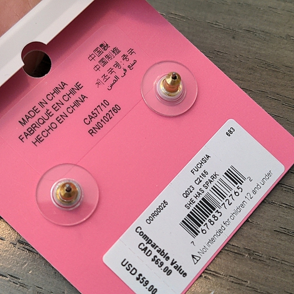 NEW Kate Spade She Has Spark Earrings in Fuchsia/Gold - Picture 5 of 5